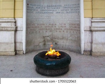 Vjecna Vatra, The War Memorial In Sarajevo, Bosnia With The Eternal Flame