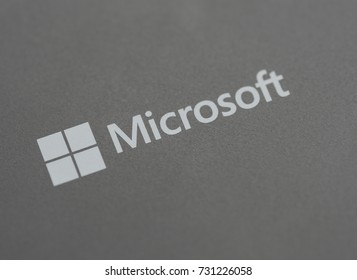 VLADIVOSTOK, RUSSIA - DECEMBER 6, 2016: Microsoft Logo On Smartphone Case. Microsoft - One Of The Largest Multinational Companies In The Production Of Proprietary Software.