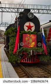 Vladivostok, Russia - May 08, 2018: Train Of Victory At The Station