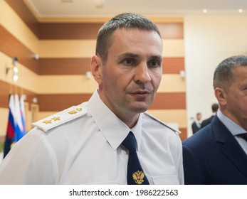 Vladivostok, Russia - May 31, 2021: Dmitry Demeshin  Deputy Prosecutor General,  Russian Federation At A Meeting In The Far East Federal District Of Russia.