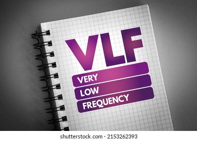 VLF - Very Low Frequency Acronym On Notepad, Technology Concept Background