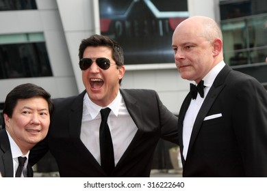 vLOS ANGELES - SEP 12:  Ken Jeong, Ken Marino, Rob Corddry at the Primetime Creative Emmy Awards Arrivals at the Microsoft Theater on September 12, 2015 in Los Angeles, CA