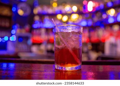 Vodka cranberry cocktail on a bar top
