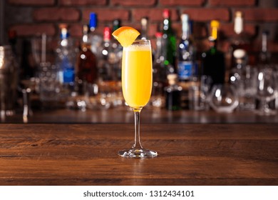 Vodka Orange Juice Mimosa Cocktail On A Bar