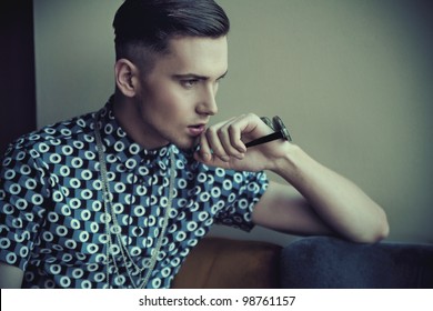 Vogue style portrait of a young guy
