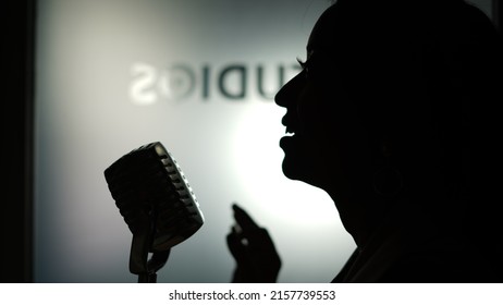 Voice Over Woman Silhouette Microphone