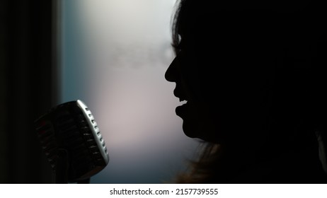 Voice Over Woman Silhouette Microphone