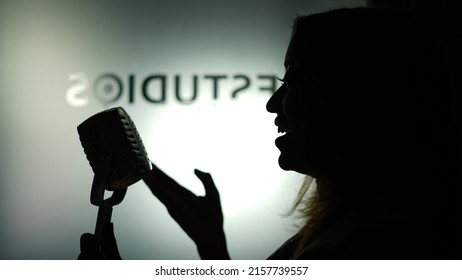 Voice Over Woman Silhouette Microphone