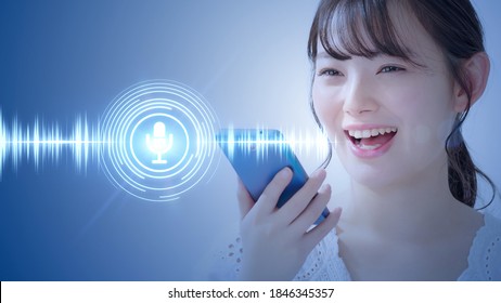 Voice Recognition Of Smart Phone Concept. AI Assistant.