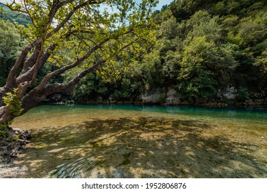 Voidomatis River Near Papingo Bridge In Pindus Mountains, Greece