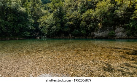 Voidomatis River Near Papingo Bridge In Pindus Mountains, Greece