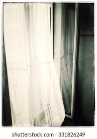 Voile Curtain At Open French Doors