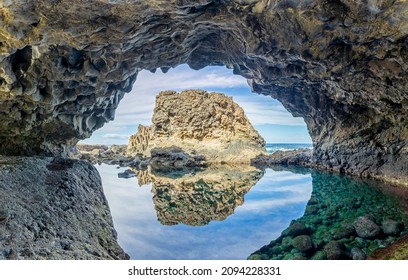 Volcanic Cavern At Beach Charco Azul - El Hierro, Canary Islands