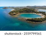 Volcanic crater of Nosy Be island, Crater bay,  Madagascar, Aerial view