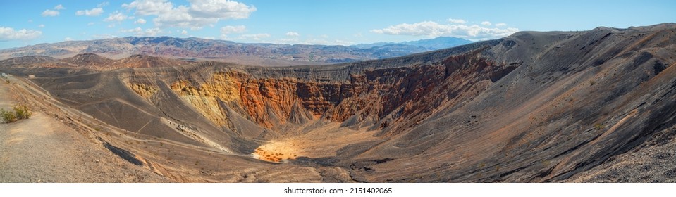 Volcanic landscape. Ubehebe Crater panorama. Death Valley National Park, California