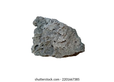 Volcanic Lava Rock Stone Isolated On White Background. Basalt Rock.