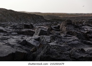 Volcanic Rock Black Texture Close Up