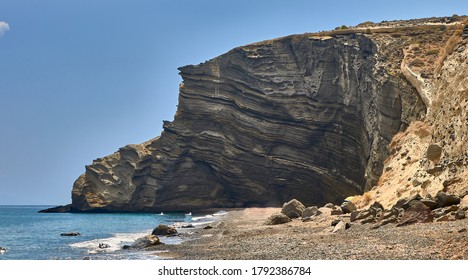 Volcanic rock at Cape Kolumbo beach in Santorini