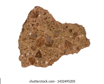 Volcanic Tuff Rock Sample, Isolated On White Background.