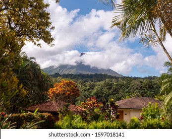 The volcano Arenal at La Fortuna in Costa Rica, Central America. The volcano was still active until 2011 has a classic shape of a cone.