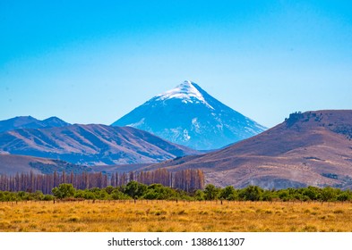 Lanín Volcano At The Beginning Of Autumn, In Neuquén. Argentina.