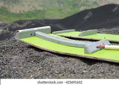 Volcano Boarding Is A Super Fun Activity For Adventurous Travelers. Cerro Negro Volcano Near Leon, Nicaragua. Shallow DOF