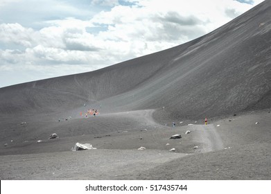 Volcano Boarding Is A Super Fun Activity For Adventurous Travelers. Cerro Negro Volcano Near Leon, Nicaragua. Central America