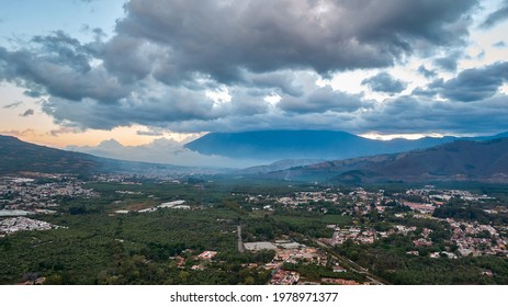 Volcano Covered By Clouds In Antigua Guatemala Taken By Drone