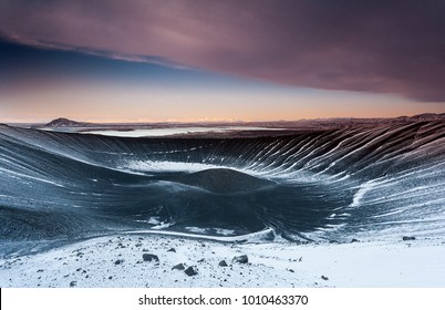 Volcano Crater Near Lake Myvath In North Iceland