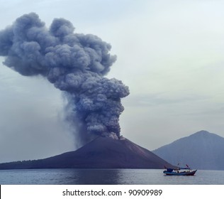 Volcano Eruption. Anak Krakatau, Indonesia