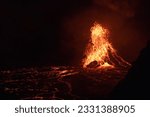 Volcano eruption at Kilauea at night