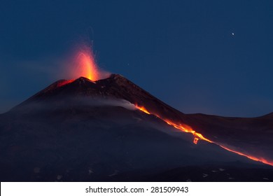 Volcano Eruption. Mount Etna Eruption