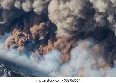 Volcano Etna Eruption With Explosion And Ash Emission
