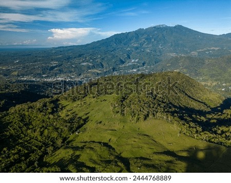The Barú volcano is the highest elevation in Panama and one of the highest in Central America, with a height of 3475 m above sea level, view from Boquete village side, Chiriqui, Panama - stock photo