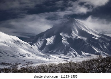 Volcano of Kamchatka in winter, Russia