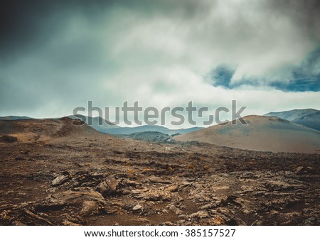 volcano and lava desert. Lanzarote, Canary islands