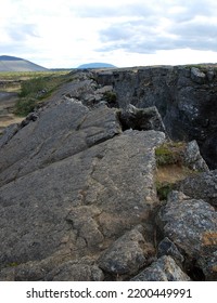 Volcanoes, Lava Flows And Cracks In The Earth's Crust In A Lunar Landscape