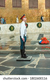 Volgograd. Honor guard at the Eternal Flame. Hall of Military Glory at Mamayev Kurgan. Russia august 2020