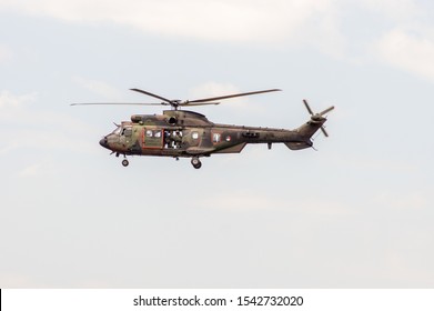 Volkel, Netherlands  - June 14, 2019: Eurocopter AS532 Cougar Helicopter Of The Dutch Navy.