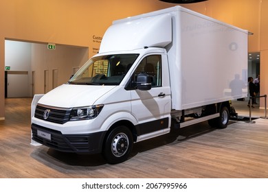 Volkswagen Crafter Commercial Van Showcased At The Hannover IAA Commercial Vehicles Motor Show. Germany - September 27, 2018.