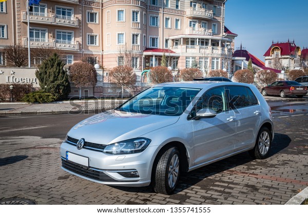Volkswagen Golf sunny day street Kiev Ukraine\
february 2019