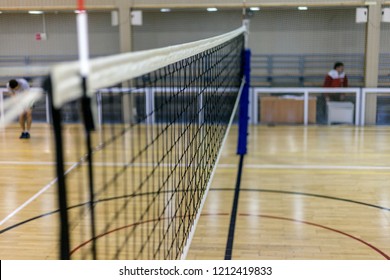 Volleyball court, net and ball, Sports volleyball arena   