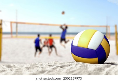 Volleyball game on sandy beach  - Powered by Shutterstock