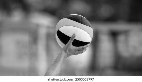 A Volleyball Player Is Getting Ready To Serve The Ball Black And White - Powered by Shutterstock