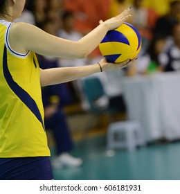 Volleyball Player Getting Ready To Serve.