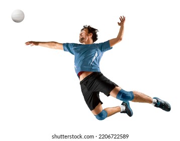 Volleyball player players in action. isolated on white background - Shutterstock ID 2206722589