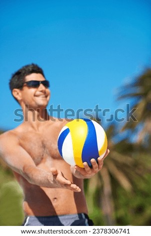 Similar – Summer holidays, man with snorkel and volley ball.