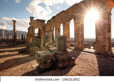 Volubilis near Meknes in Morocco. Volubilis is a ruined Amazigh, then Roman city in Morocco near Meknes, UNESCO World Heritage Site. - Shutterstock ID 1341011852