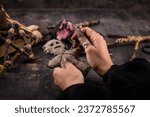 Voodoo doll. Black magic esoteric ritual.