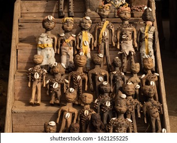 Voodoo Dolls Of Different Size And Type Sold By Local People At The Akodessewa Voodoo Fetish Market. Togo, Africa.